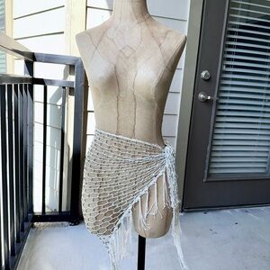 White Sparkle Fringe Sarong
